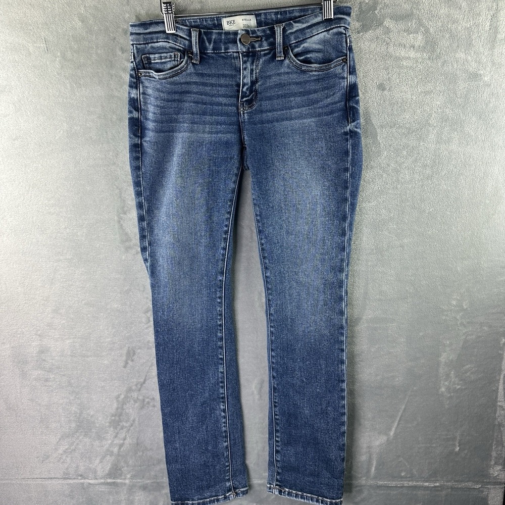 BKE Stella Women's Jeans 27x30 Blue Low Rise Stretch Straight Leg Denim